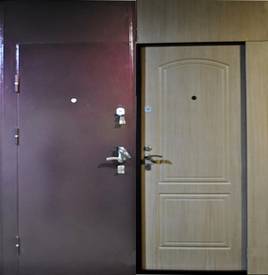 Дверь Порошковое напыление № 25 (порошковое напыление и МДФ ПВХ с верхней и боковой вставкой)