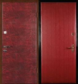 Дверь в квартиру №7 (винилискожа красная с двух сторон)