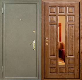 Взломостойкая дверь № 10 (порошок броня и филенчатый МДФ с зеркалом)