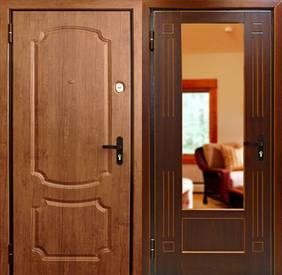Дверь МДФ № 19 (МДФ шпон 16 мм и филенчатый МДФ зеркало)