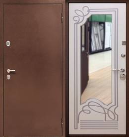 Дверь с зеркалом № 14 (порошковое напыление и МДФ шпон с зеркалом)