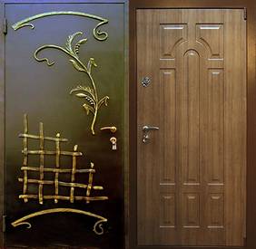Дверь для офиса № 6 (порошок с ковкой и МДФ шпон 10 мм)