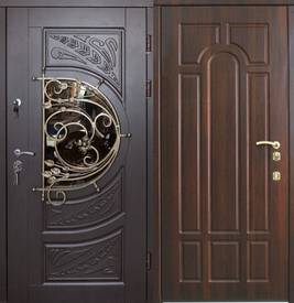 Дверь для коттеджа № 11 (МДФ панель с ковкой и МДФ ПВХ  10 мм)
