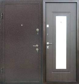 Дверь с зеркалом № 12 (порошковое напыление и МДФ ПВХ с зеркалом)